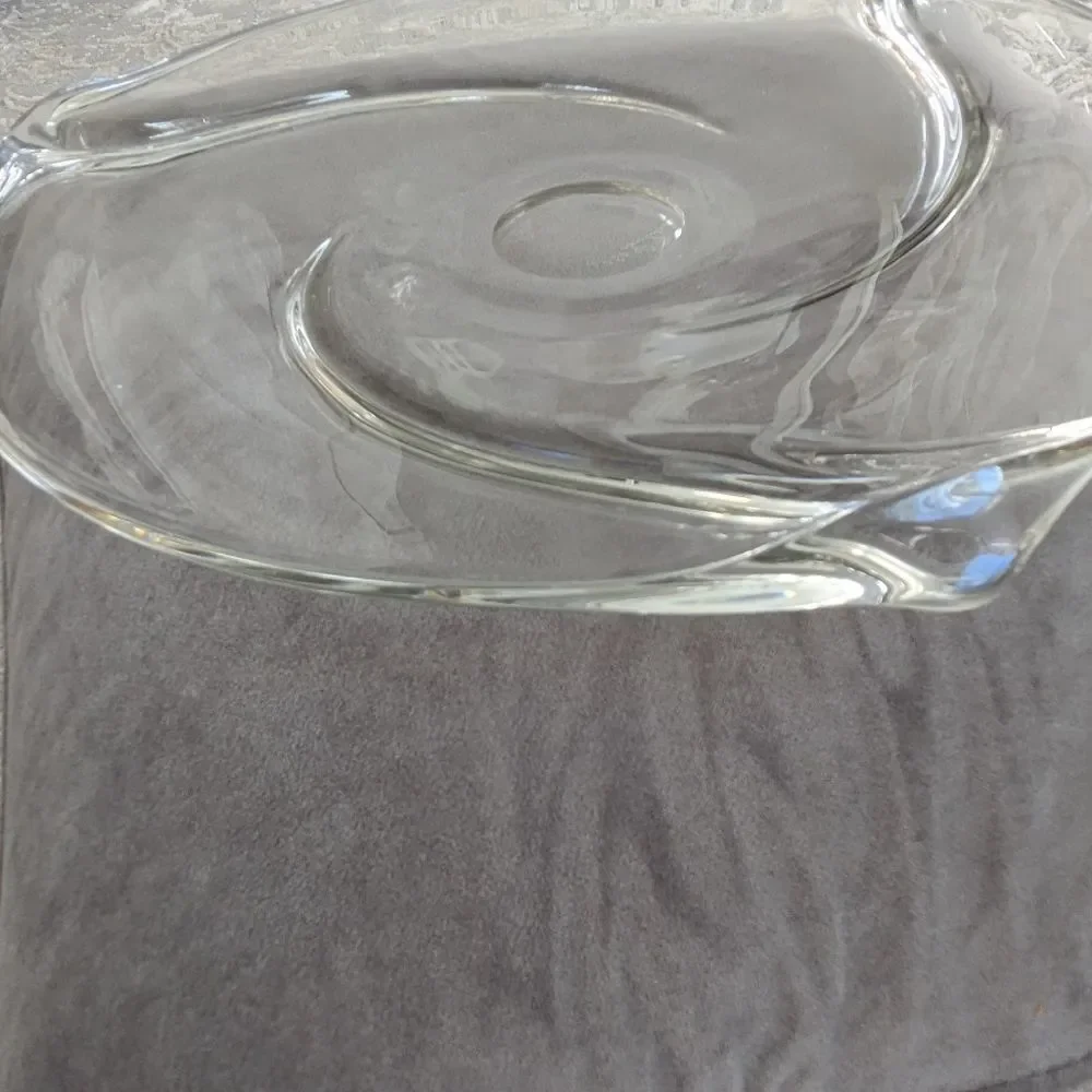 Vtg MCM 1960s Val St. Lambert Platter Romy Signed Heavy Crystal 13